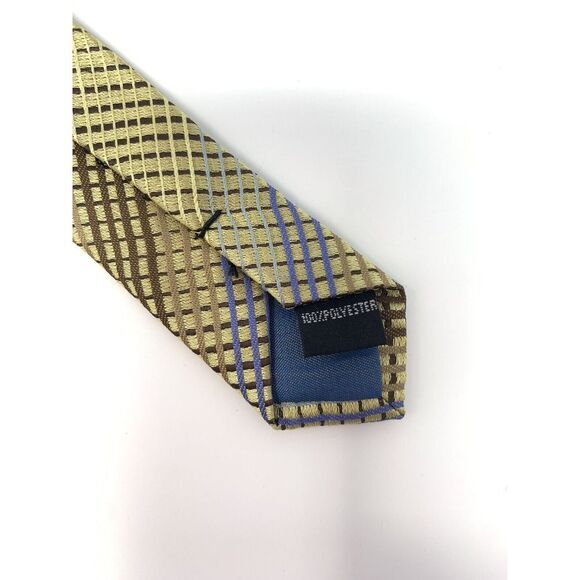 Alexander Julian Colours Gold, Tan &‎ Brown Geometric Men's Neck Tie L 58" W 4" - Picture 8 of 9